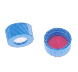 蓝色开孔螺纹盖(含红色PTFE/白色硅胶隔垫、预开口、Bon